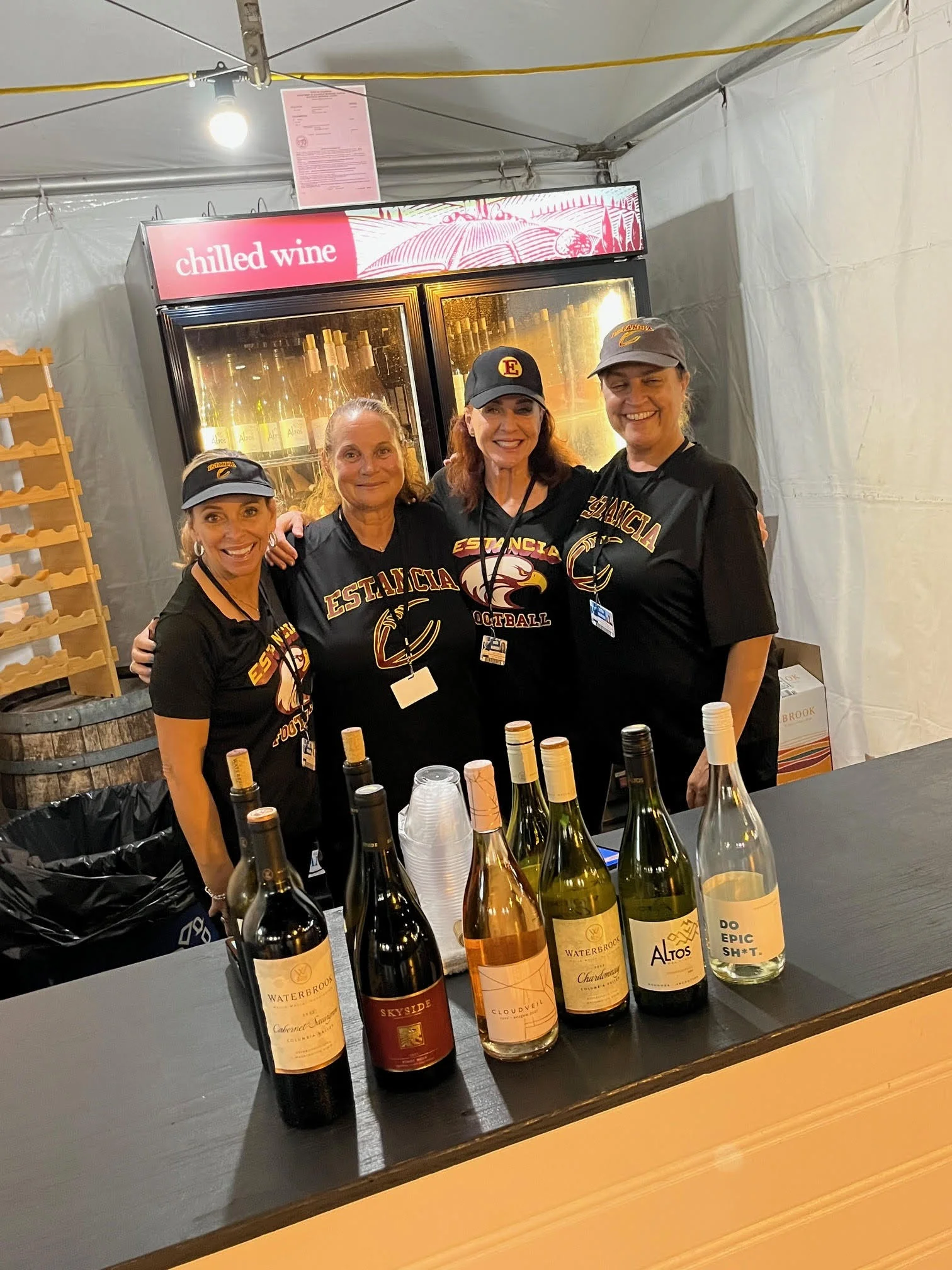 Smiles working the booth